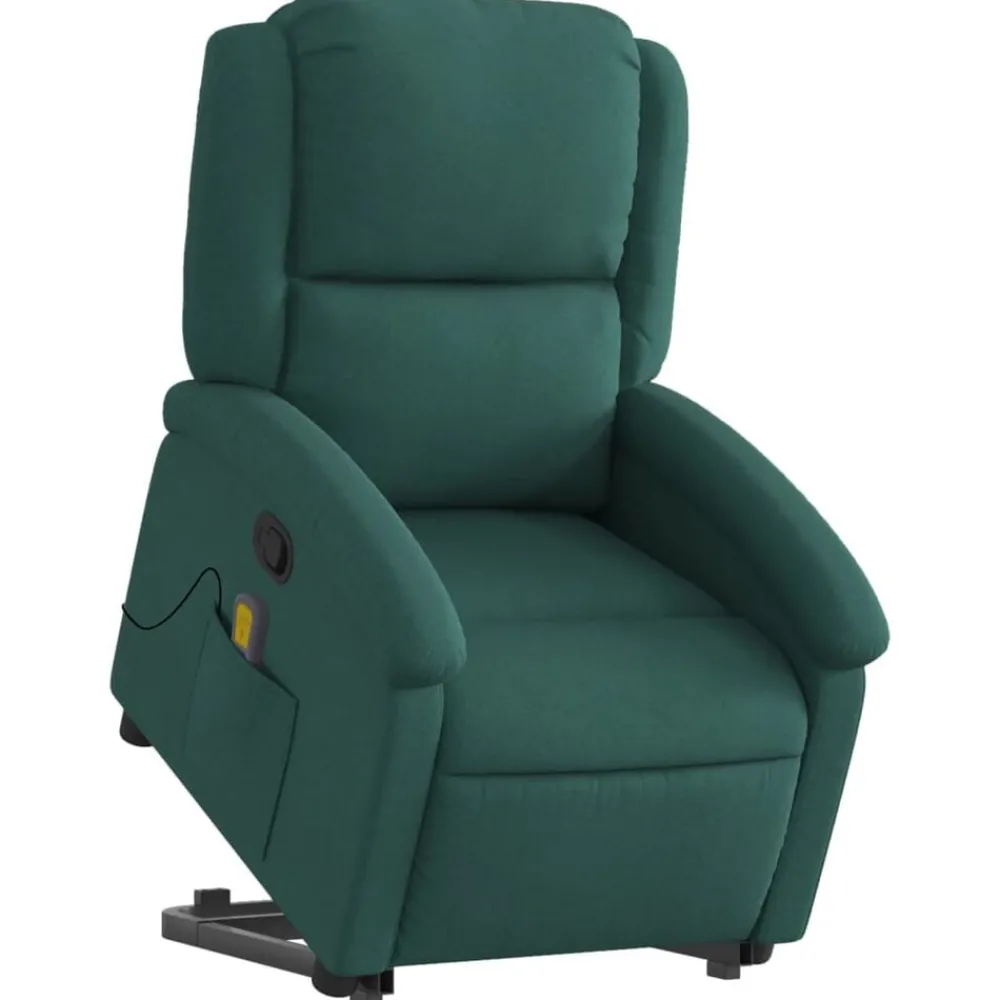 Stoelen*vidaXL Sta-op-massagestoel verstelbaar stof Donkergroen
