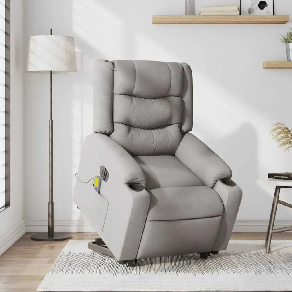 Sta-op-massagestoel elektrisch verstelbaar stof wolk grijs>vidaXL New