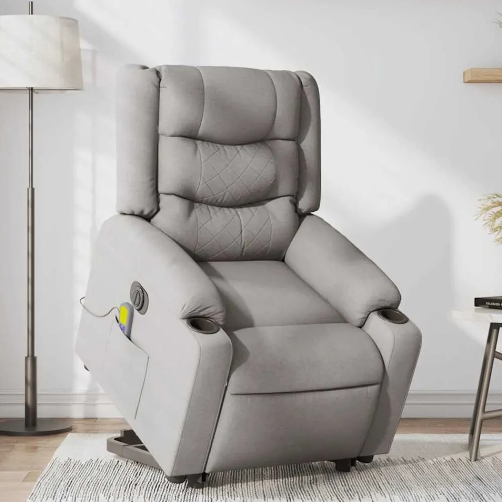 Sta-op-massagestoel elektrisch verstelbaar stof wolk grijs>vidaXL New