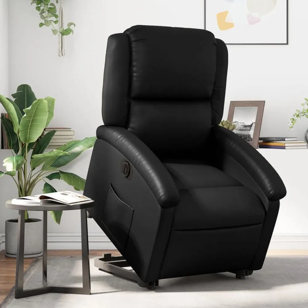 Stoelen*vidaXL Sta-op-stoel elektrisch kunstleer Zwart