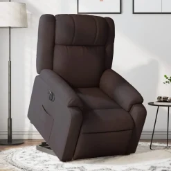 Stoelen*vidaXL Sta-op-stoel elektrisch stof Donkerbruin