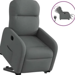 Stoelen*vidaXL Sta-op-stoel elektrisch verstelbaar stof Donkergrijs
