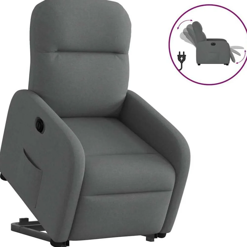 Stoelen*vidaXL Sta-op-stoel elektrisch verstelbaar stof Donkergrijs