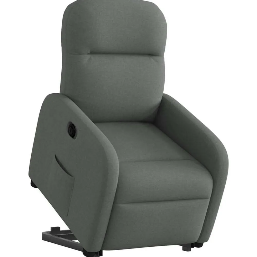 Stoelen*vidaXL Sta-op-stoel elektrisch verstelbaar stof Donkergrijs