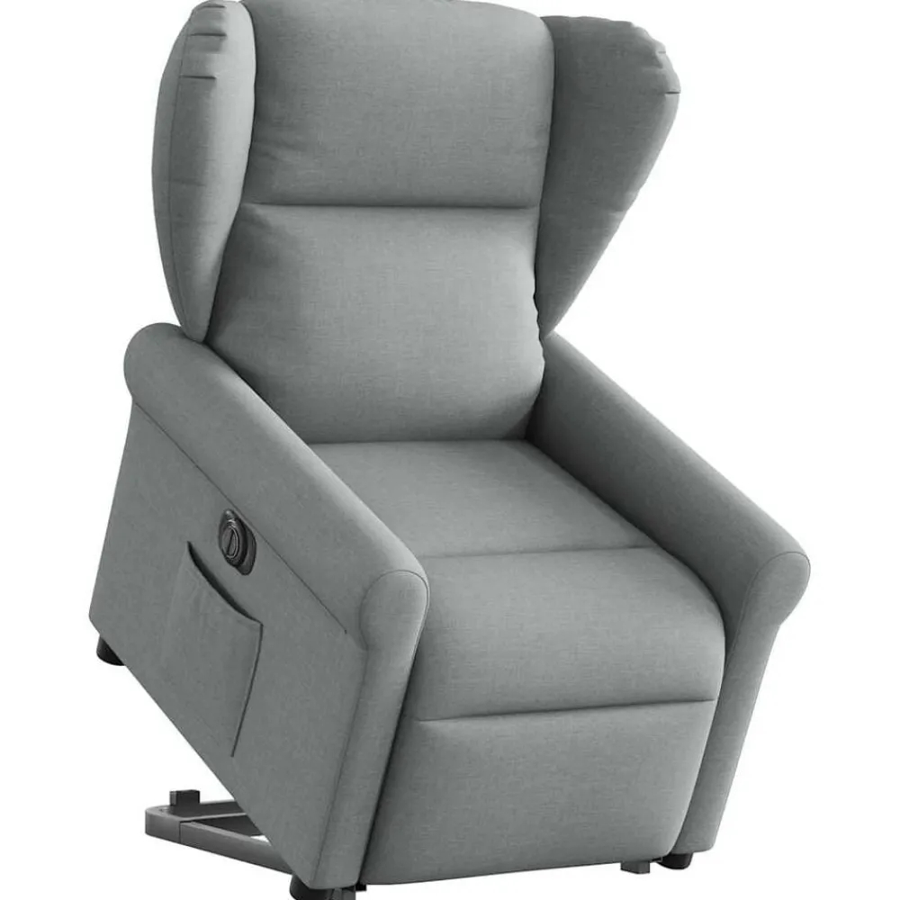 Stoelen*vidaXL Sta-op-stoel elektrisch verstelbaar stof Lichtgrijs