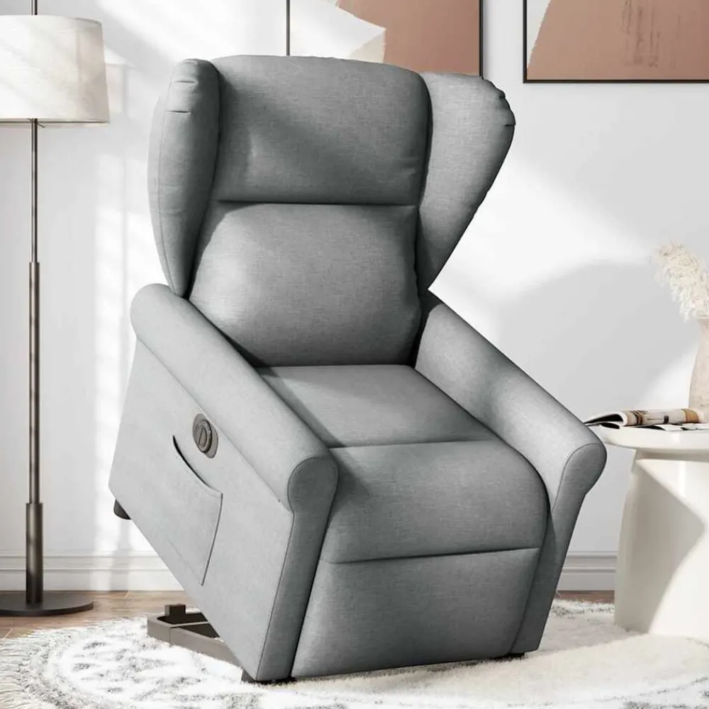 Stoelen*vidaXL Sta-op-stoel elektrisch verstelbaar stof Lichtgrijs
