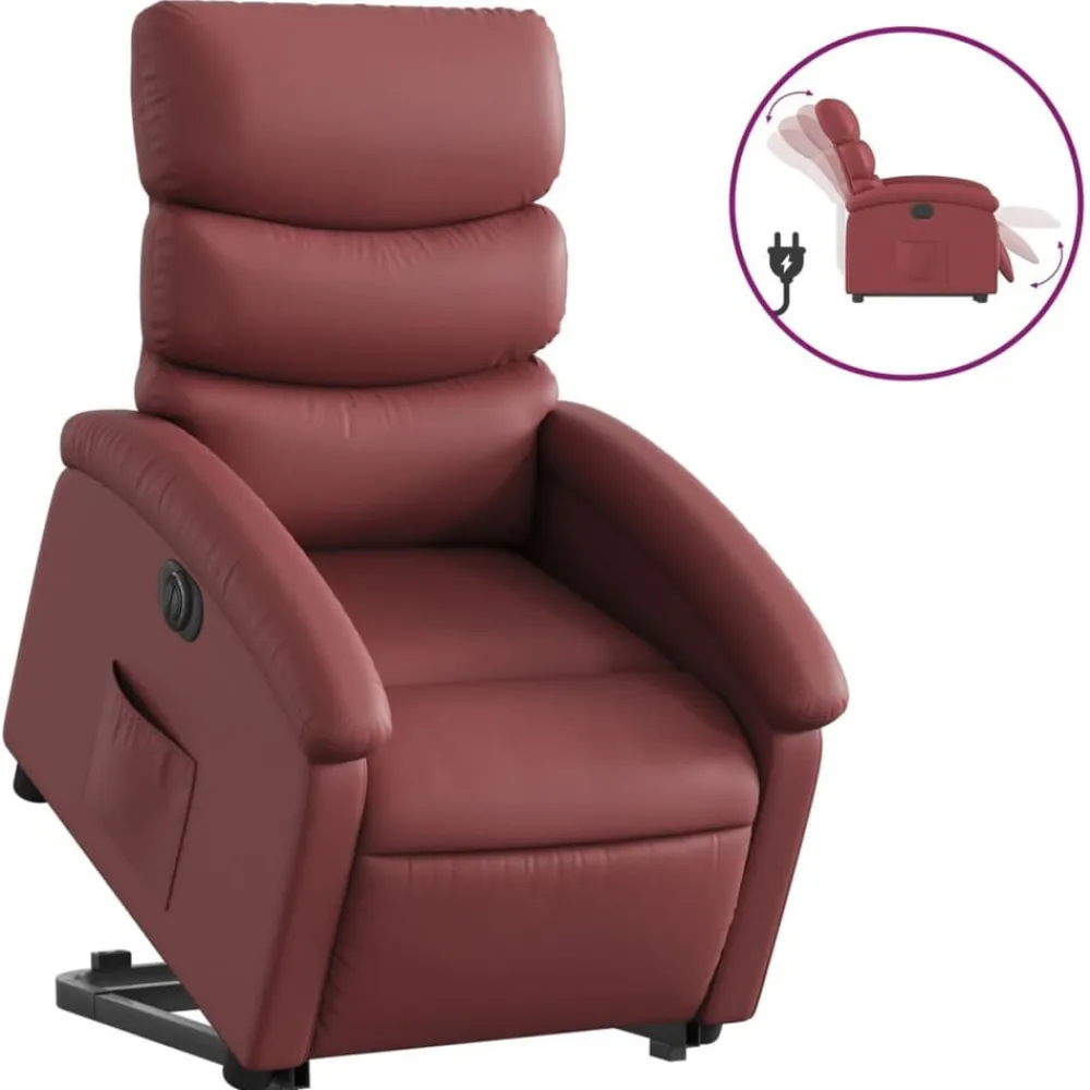 Stoelen*vidaXL Sta-op-stoel elektrisch kunstleer Wijnrood