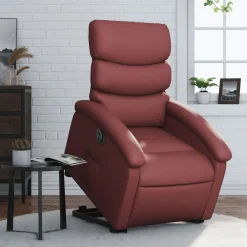 Stoelen*vidaXL Sta-op-stoel elektrisch kunstleer Wijnrood