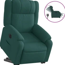 Stoelen*vidaXL Sta-op-stoel elektrisch stof Donkergroen