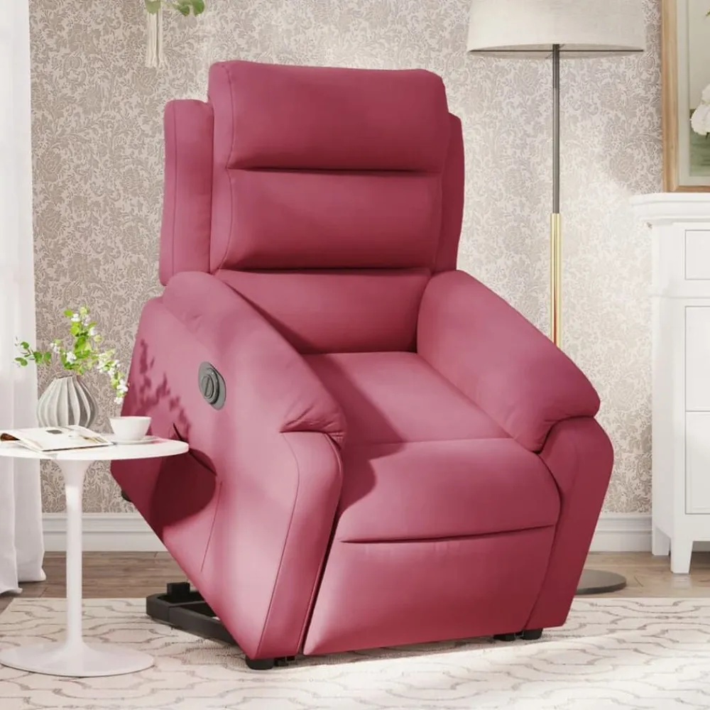Stoelen*vidaXL Sta-op-stoel elektrisch verstelbaar fluweel Wijnrood