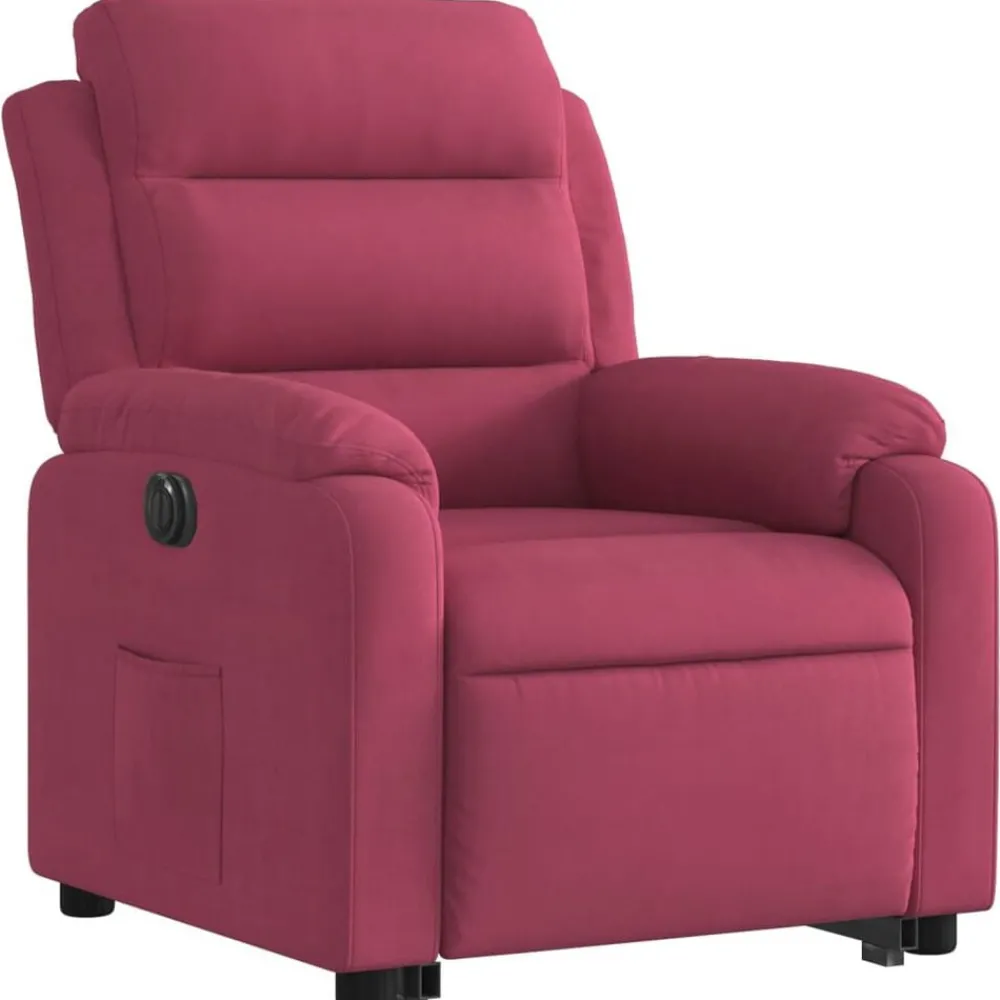 Stoelen*vidaXL Sta-op-stoel elektrisch verstelbaar fluweel Wijnrood