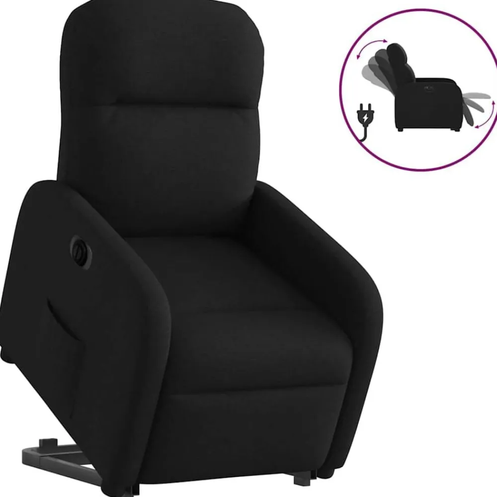 Stoelen*vidaXL Sta-op-stoel elektrisch verstelbaar stof Zwart