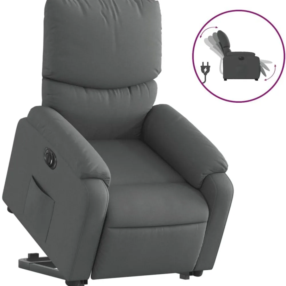 Stoelen*vidaXL Sta-op-stoel elektrisch verstelbaar stof Donkergrijs