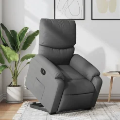 Stoelen*vidaXL Sta-op-stoel elektrisch verstelbaar stof Donkergrijs