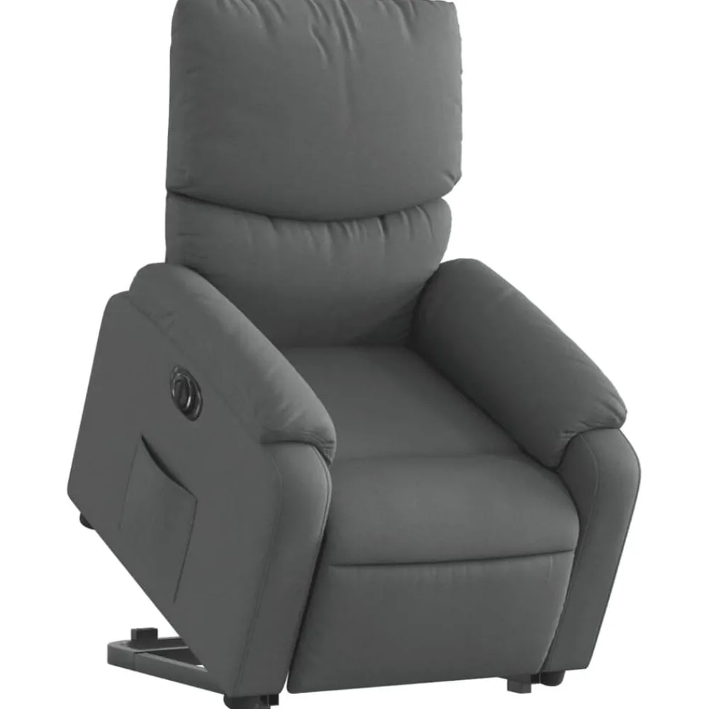 Stoelen*vidaXL Sta-op-stoel elektrisch verstelbaar stof Donkergrijs