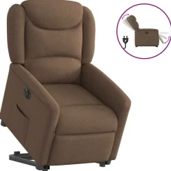 Stoelen*vidaXL Sta-op-stoel elektrisch verstelbaar stof Bruin