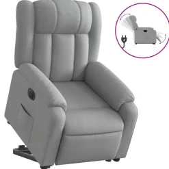 Stoelen*vidaXL Sta-op-stoel elektrisch verstelbaar stof Lichtgrijs