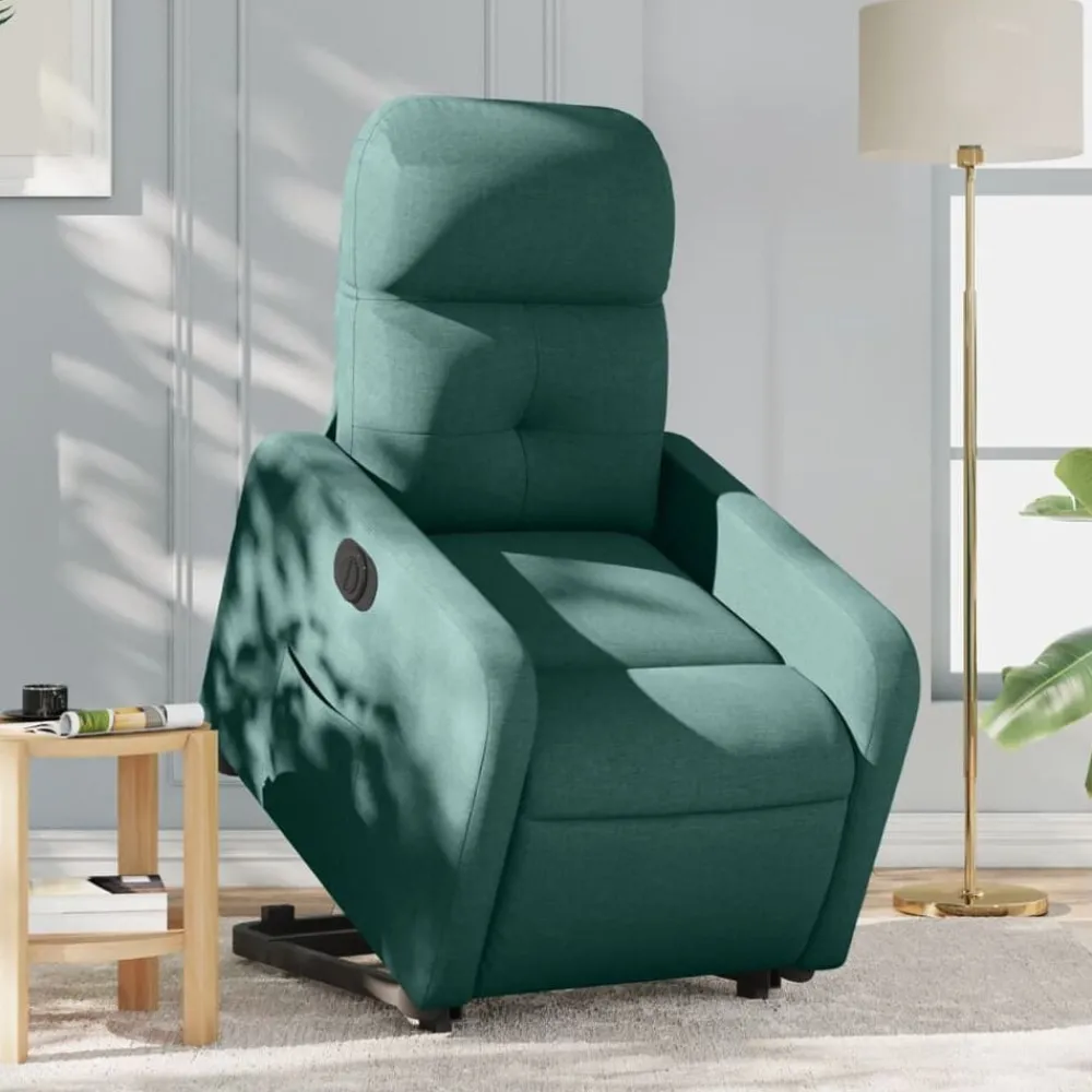 Stoelen*vidaXL Sta-op-stoel elektrisch stof Donkergroen