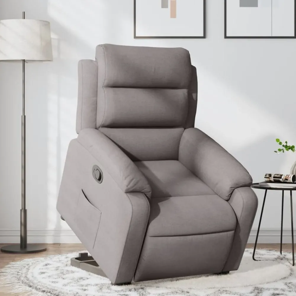 Stoelen*vidaXL Sta-op-stoel verstelbaar stof Taupe