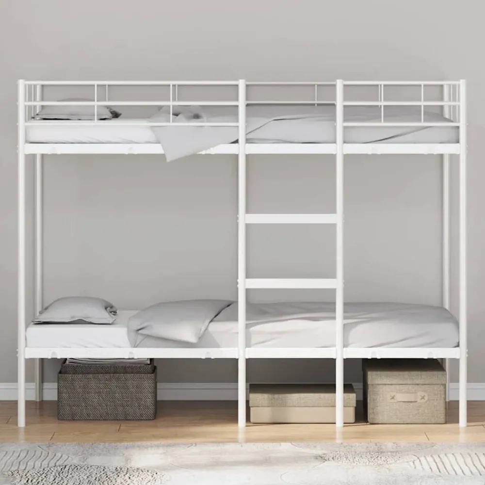 Bedden & Accessoires*vidaXL Stapelbed zonder matras 75x190 cm staal Wit