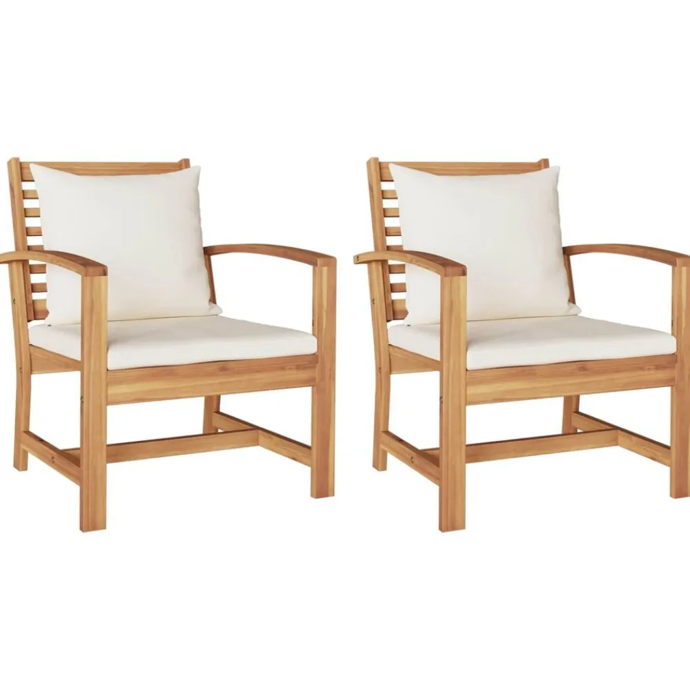 Stoel 2 Stuk Bruin en Crème 65 x 60 x 76,5 cm Massief Teakhout>vidaXL Sale