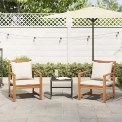Stoel 2 Stuk Bruin en Crème 65 x 60 x 76,5 cm Massief Teakhout><noscript><img width=