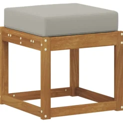 Tuinmeubelen*vidaXL Stoelbank met kussen Natuurlijk en Lichtgrijs 43 x 43 x 37 cm Naturel en lichtgrijs