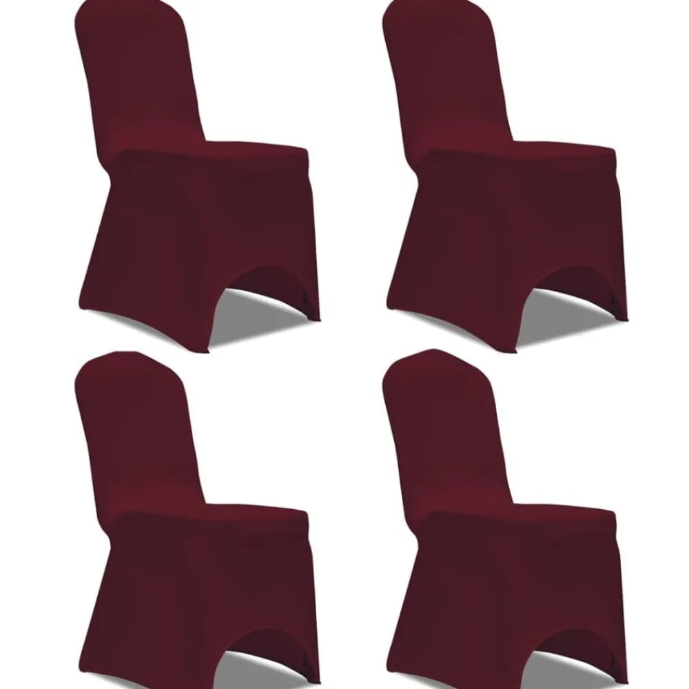 Woon- & Tuinaccessoires*vidaXL Stoelhoes stretch 4 stuks bordeaux Bordeauxrood
