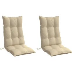 Woon- & Tuinaccessoires*vidaXL Stoelkussens 2 st hoge rug oxford stof Beige