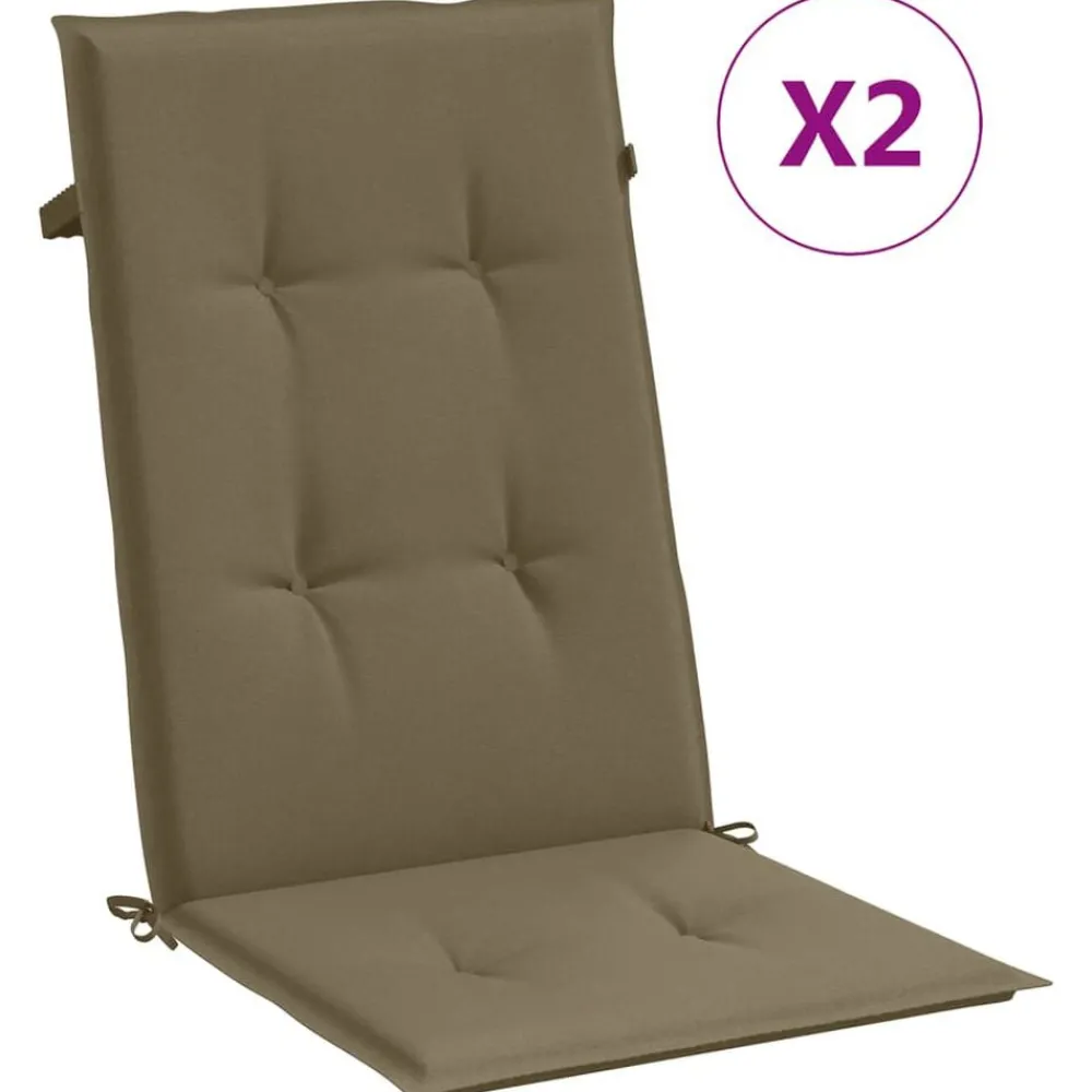 Stoelkussens 2 st hoge rug 120x50x4 cm stof gemêleerd taupe>vidaXL