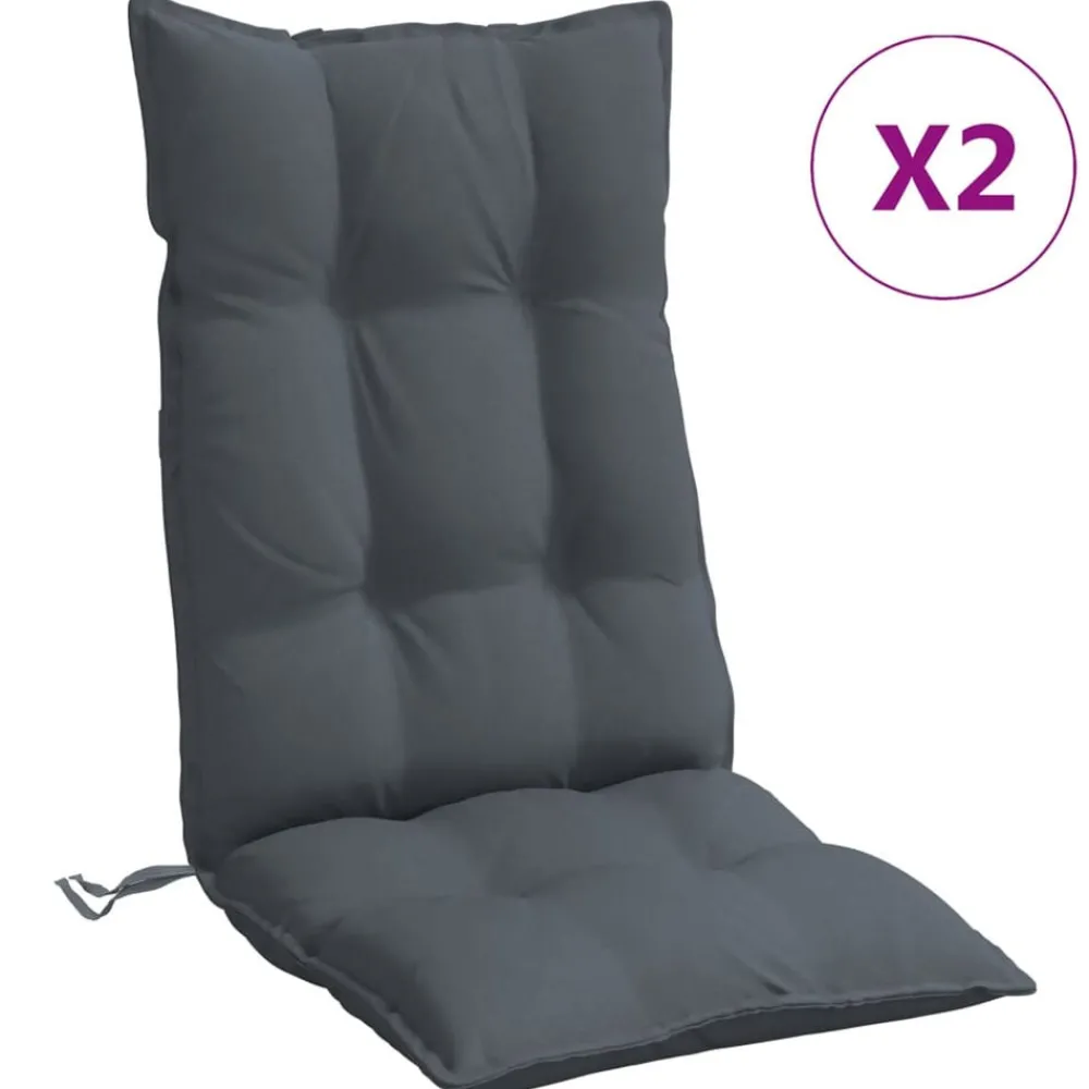 Woon- & Tuinaccessoires*vidaXL Stoelkussens 2 st hoge rug oxford stof kleurig Antraciet