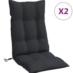 Woon- & Tuinaccessoires*vidaXL Stoelkussens 2 st hoge rug oxford stof Zwart