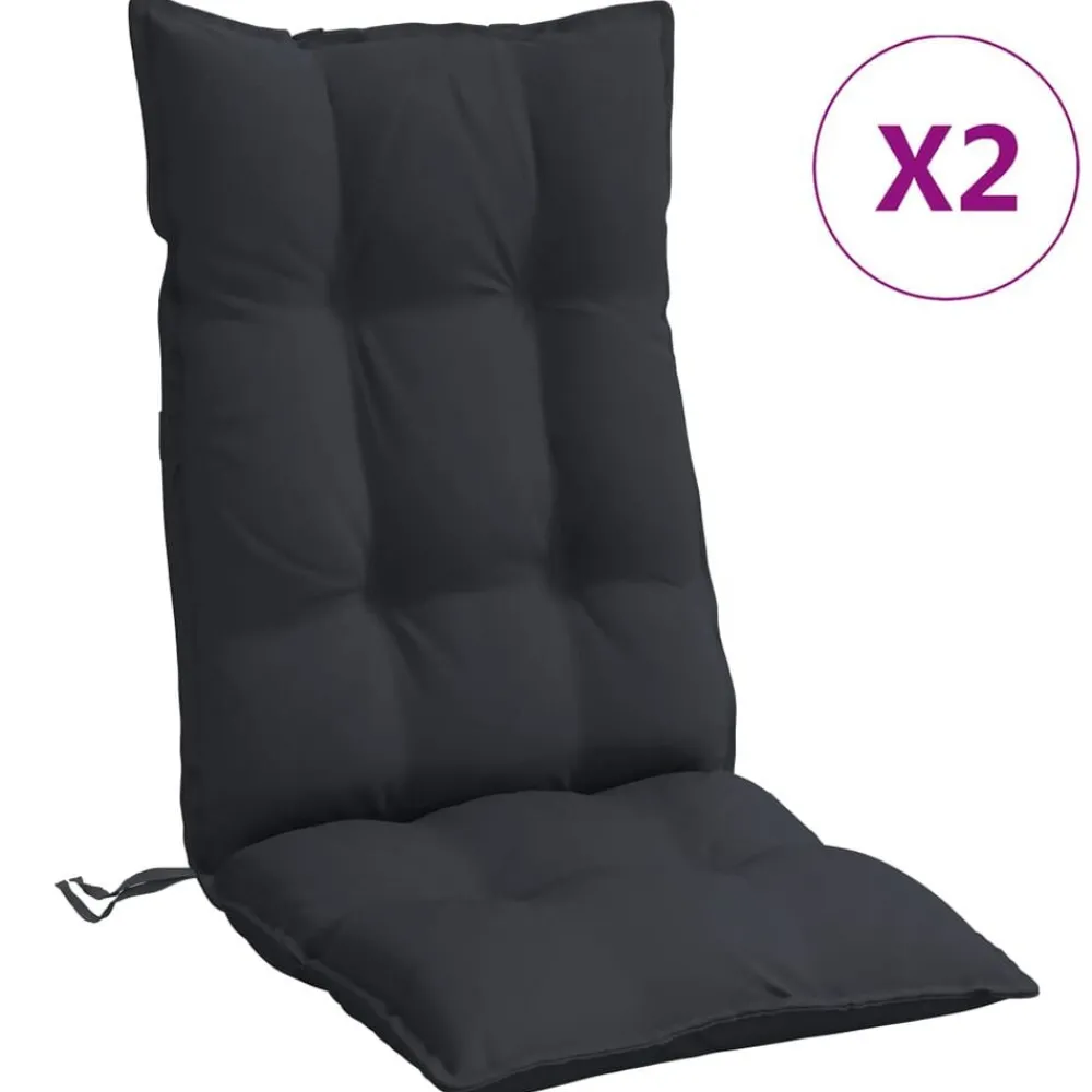 Woon- & Tuinaccessoires*vidaXL Stoelkussens 2 st hoge rug oxford stof Zwart