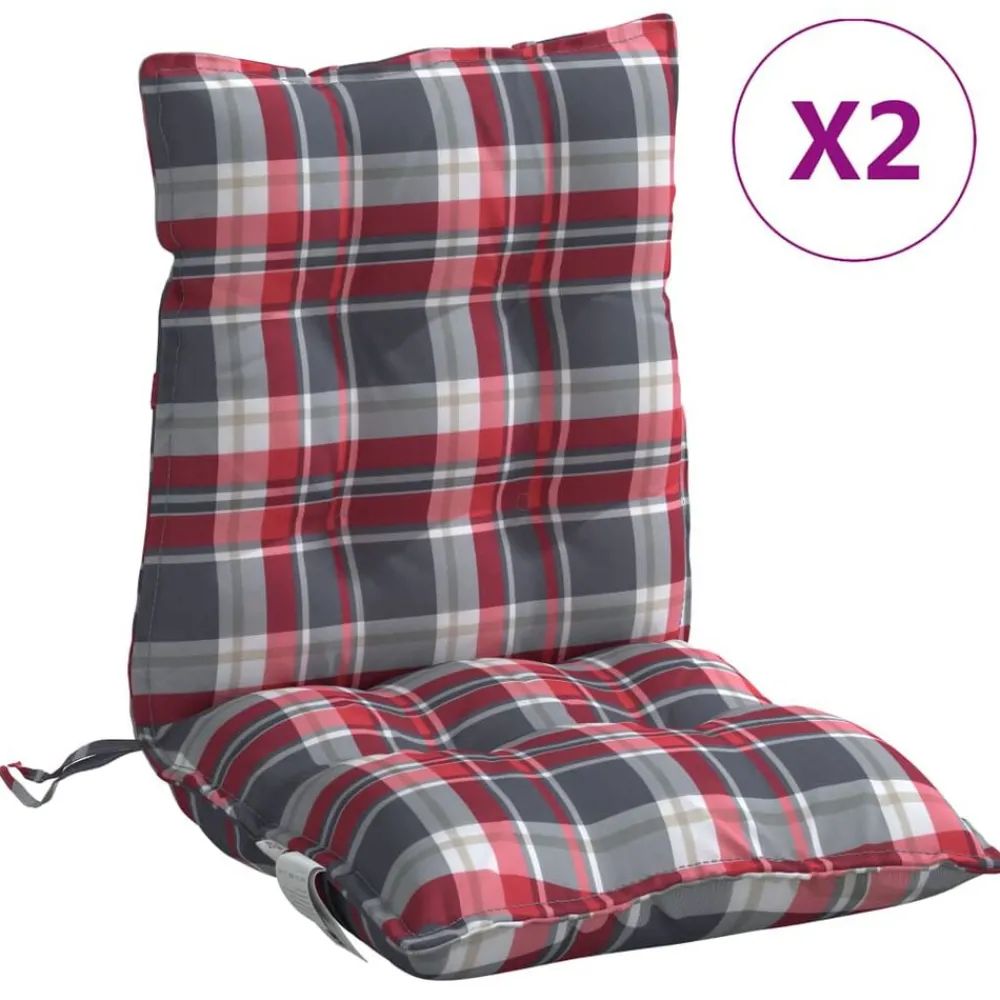Woon- & Tuinaccessoires*vidaXL Stoelkussens 2 st lage rug ruitpatroon oxford stof rood Rood ruitpatroon