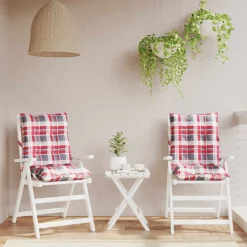 Woon- & Tuinaccessoires*vidaXL Stoelkussens 2 st lage rug ruitpatroon oxford stof rood Rood ruitpatroon