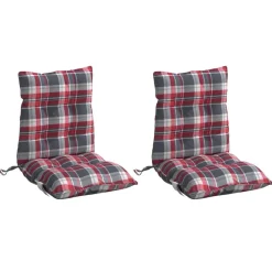 Woon- & Tuinaccessoires*vidaXL Stoelkussens 2 st lage rug ruitpatroon oxford stof rood Rood ruitpatroon