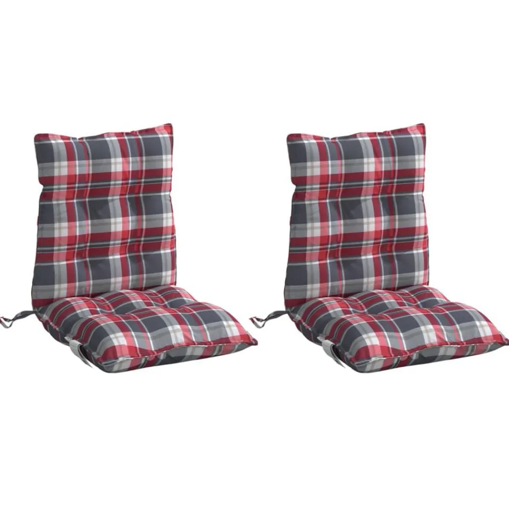Woon- & Tuinaccessoires*vidaXL Stoelkussens 2 st lage rug ruitpatroon oxford stof rood Rood ruitpatroon