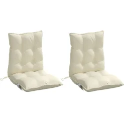 Woon- & Tuinaccessoires*vidaXL Stoelkussens 2 st lage rug oxford stof crèmekleurig Crème