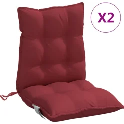 Woon- & Tuinaccessoires*vidaXL Stoelkussens 2 st lage rug oxford stof Wijnrood