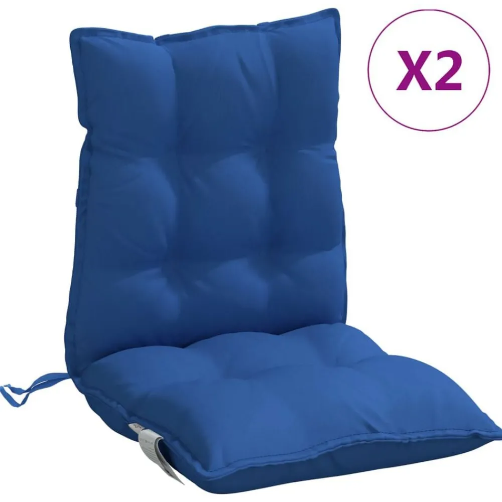 Woon- & Tuinaccessoires*vidaXL Stoelkussens 2 st lage rug oxford stof koningsblauw