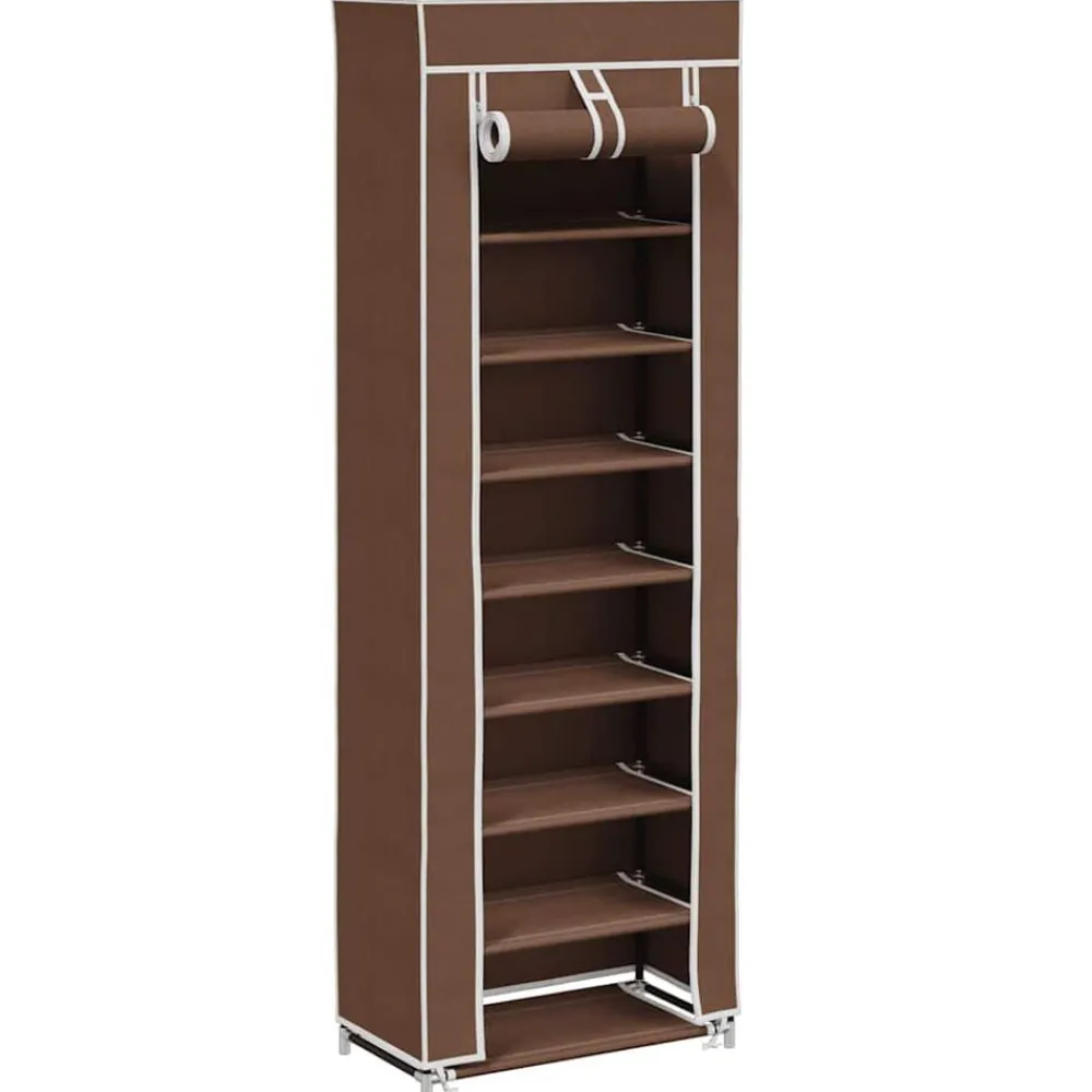 Huishoudelijke Benodigdheden*vidaXL Stoffen schoenenrek met hoes 162 x 57 x 29 cm Bruin