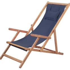 Strandstoel inklapbaar stof en houten frame>vidaXL Online