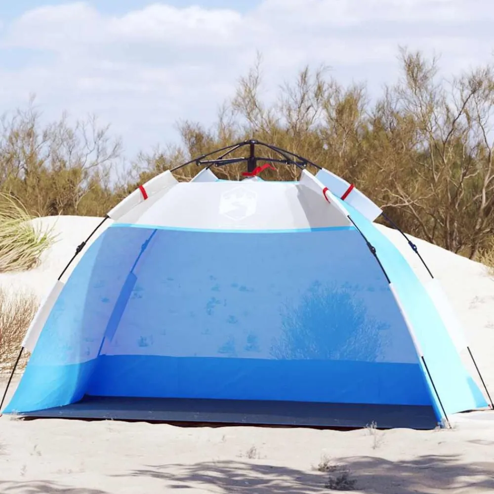 Buitensport*vidaXL Strandtent 2-persoons waterdicht snelontgrendeling azuur Blauw