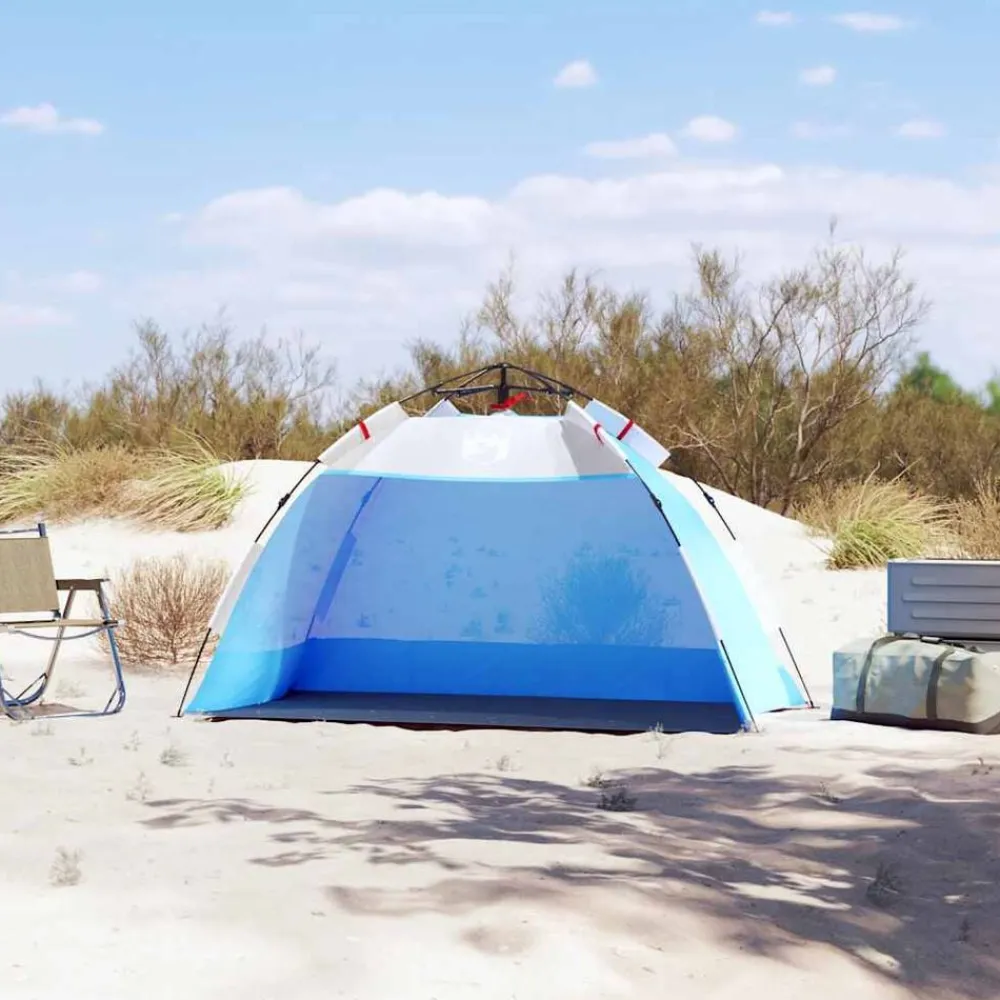 Buitensport*vidaXL Strandtent 2-persoons waterdicht snelontgrendeling azuur Blauw