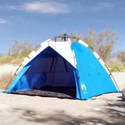 Buitensport*vidaXL Strandtent 3-persoons waterdicht snelontgrendeling azuurblauw