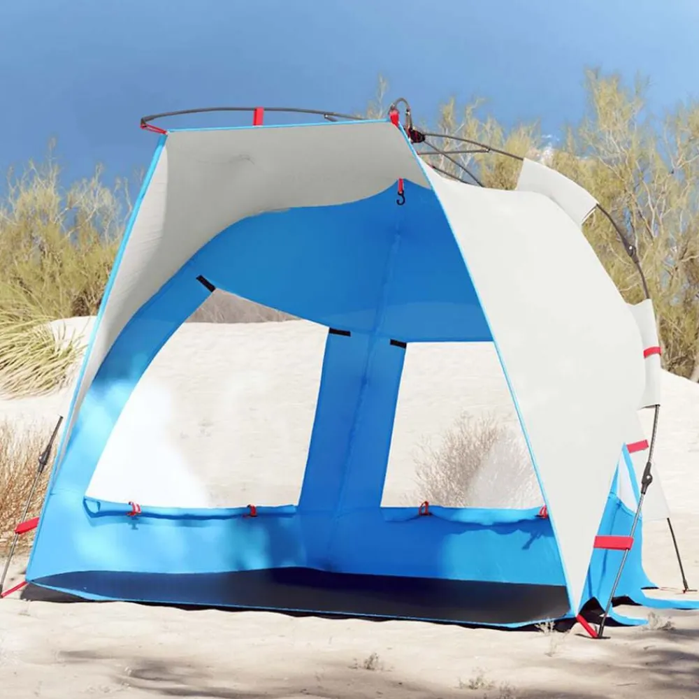 Buitensport*vidaXL Strandtent 2-persoons waterdicht snelontgrendeling azuurblauw
