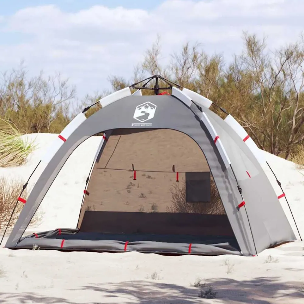 Buitensport*vidaXL Strandtent 2-persoons waterdicht snelontgrendeling Grijs