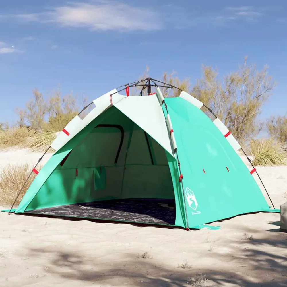 Buitensport*vidaXL strandtent 3-persoons waterdicht snelontgrendeling Zeegroen