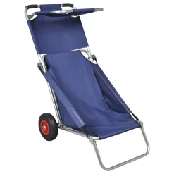 Trolleys*vidaXL Strandtrolley met wielen draagbaar en inklapbaar blauw