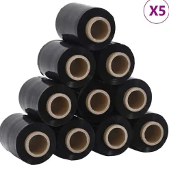 Kantoorartikelen*vidaXL Stretchfolies 50 stuks 23 µm 10 cm x 150 m Zwart